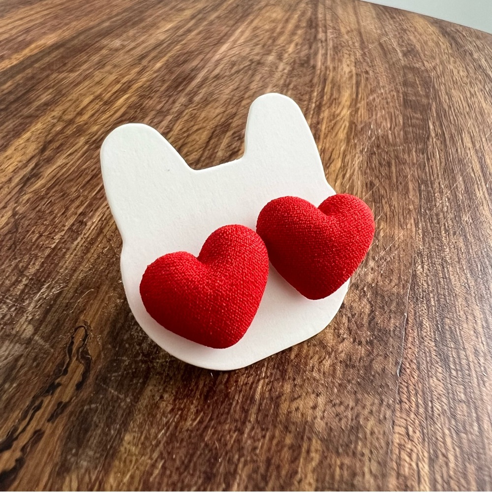 Red Loveheart Button Earrings